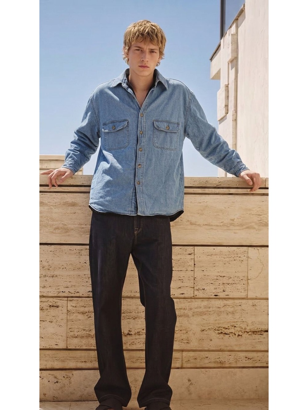 Highland Mens Lined Denim Shirt Jacket Blue Size L Heavyweight